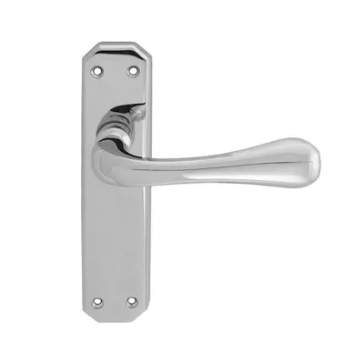 PAIR Heavy Duty Handle on Angular Latch Backplate x 40mm Polished Chrome