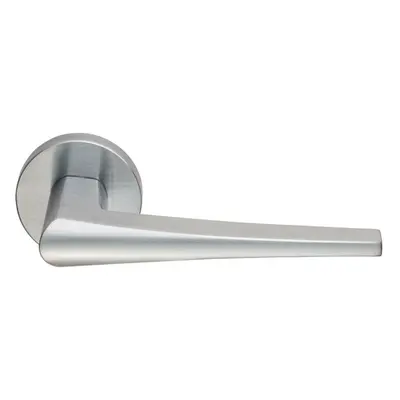 PAIR Straight Wedge Shaped Handle on Round Rose Concealed Fix Satin Chrome