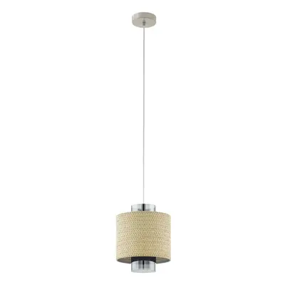 Hanging Ceiling Pendant Light Seagrass Shade & Glass E27 Hallway Feature Lamp