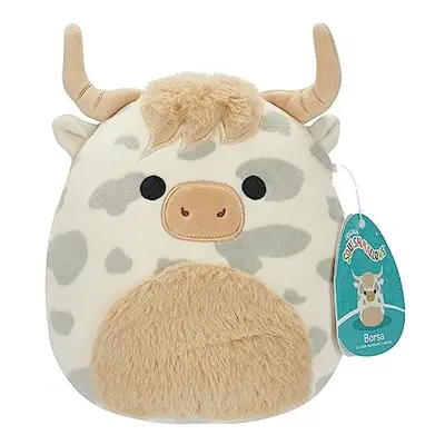 Original 7.5-Inch Borsa the Grey Spotted Highland Cow Small-Sized Ultrasoft Plush