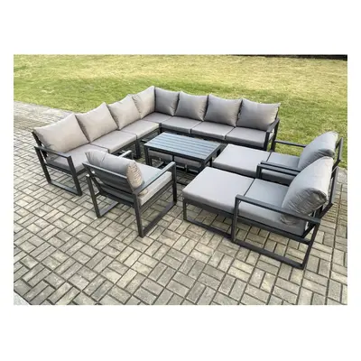 Fimous Seater Aluminium Outdoor Garden Furniture Set Patio Lounge Sofa with Oblong Coffee Table 