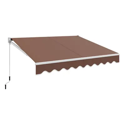 Retractable Awning Aluminum Patio Sun Shade w/ Crank Handle-Brown