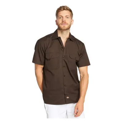 Dickies mens Short Sleeve Work Big and Tall Button Down Shirt Dark Br