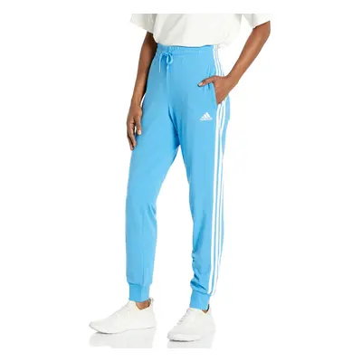 adidas womens Essentials Single Jersey 3-stripes Pants Pulse Blue/Whi