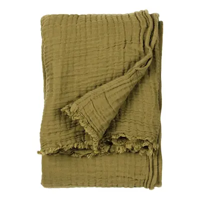 (180cm x 130cm, Khaki Green) Yard Lark Muslin Crinkled Throw