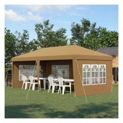 Outsunny x 6m Heavy Duty Gazebo Marquee Party Tent with Storage Bag Khaki