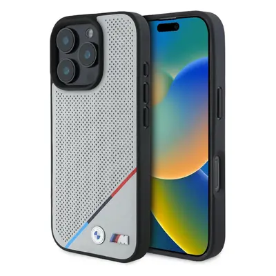 BMW Perforated Tricolor Line Case with MagSafe for iPhone Pro Max 6.9" Grey - BMHMP16X23PUPDG