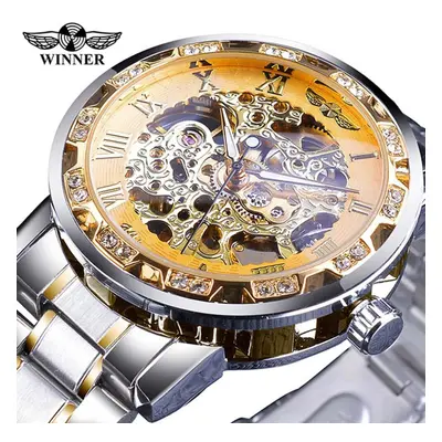 (gold) Winner Transparent Fashion Luminous Gear Movement Royal Design Men Top Brand Luxury Male 