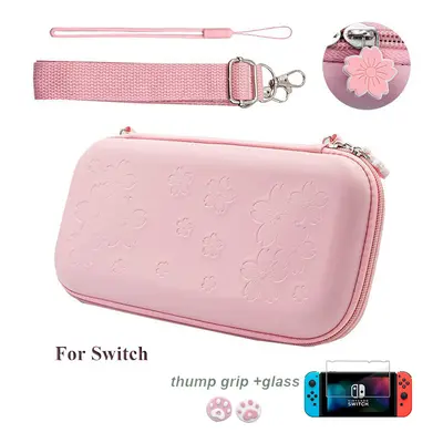 (Pink For Switch) Cute Pink Sakura For Nintend Switch/Lite Accessories Storage Bag Protective Sh