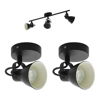 Ceiling Spot Light & 2x Matching Wall Lights Matt Black Adjustable Kitchen Lamp