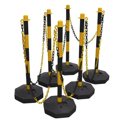 25m Post & Chain Kit - High Vis Black & Yellow - x Posts - Safety Barrier