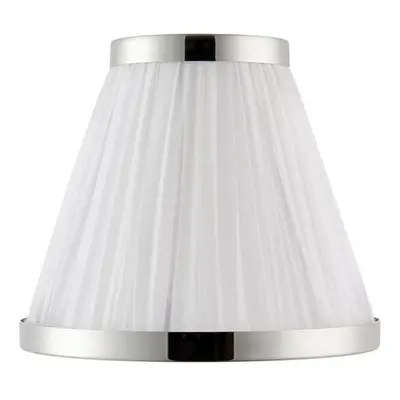 6" Luxury Round Tapered Lamp Shade White Pleated Organza Fabric & Bright Nickel