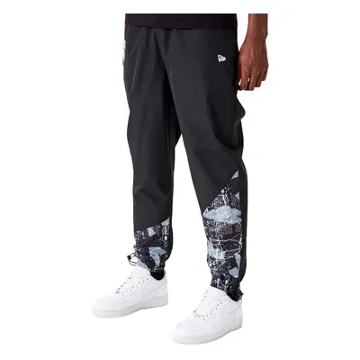 (2XL, Black) New Era Mens Brooklyn Nets All Over Pattern Panel Joggers Track Pants - Black