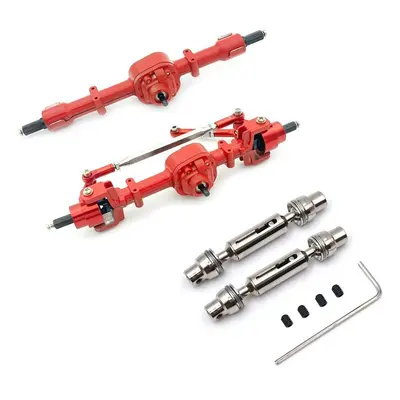 (Red) Metal Gear Front And Rear Axle Set With Drive Shaft Suitable For 1/12 Remote Control Car M