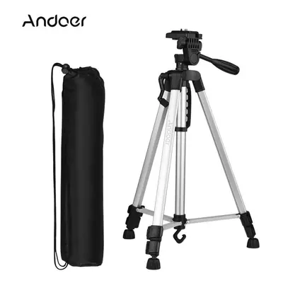 (silver) 135cm/53in Photography Tripod Stand Lightweight Aluminum Alloy For Smartphone Camera