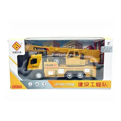 (yellow, 1/18-33x14x8cm) 1/18 Scale Diecast Alloy Crane Truck Model, Simulation Excavator Car Mi