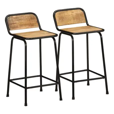 (Solid rough mango wood, iron, x 35.5 x cm/ pcs) vidaXL Bar Chairs Breakfast Kitchen Seat Dining