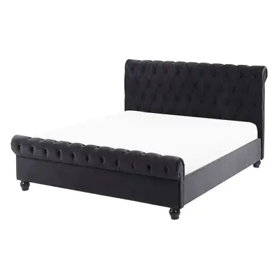 Bed Velvet AVALLON x cm (EU Double) Black