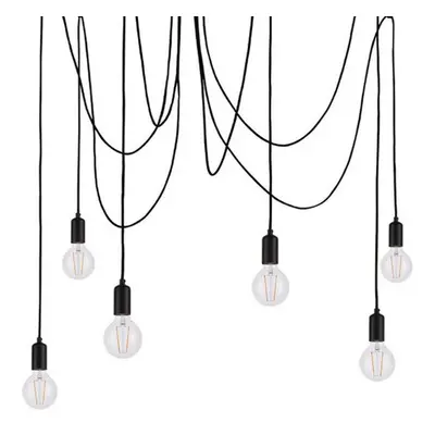 Multi Light Ceiling Pendant Bulb Matt Black Industrial Adjustable Hang Hook