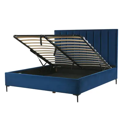 Ottoman Bed Velvet SEZANNE x cm (EU Super King) Navy Blue