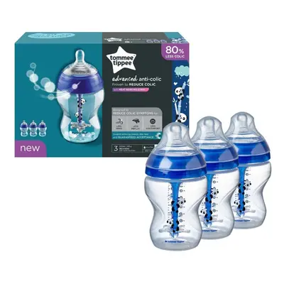 Tommee Tippee Baby Bottles 260ml Advanced Anti-Colic Blue Pack of