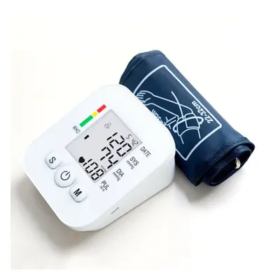 (White) Automatic Blood Pressure Monitor Large Cuff Upper Arm Digital Voice BP Machine