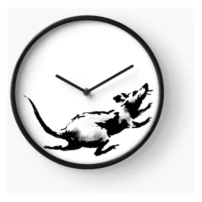 (Banksy - rat=403) Wall Clock Inch Funny Mantel & Tabletop Art Decor for Home Bedroom Office