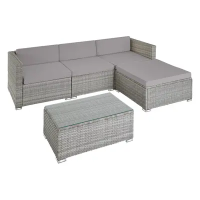 (light grey/dark grey) tectake Rattan garden furniture set lounge Florence - garden sofa, garden