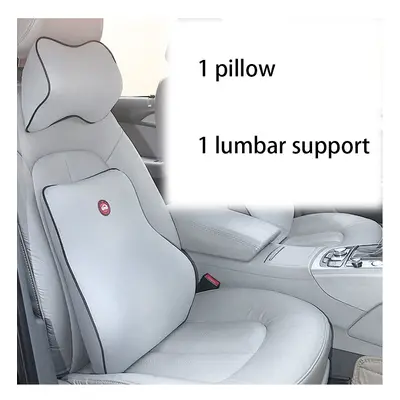 (A Grey Set(2PC)) Breathable Car Headrest Neck Pillow Auto Car Seat Pillow Memory Foam Head