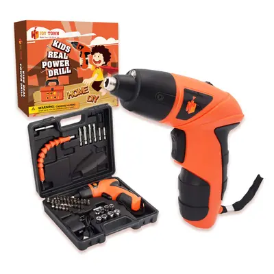 JoyTown Kids Real Power Drill Set ? Electric Cordless Drill Tool Kit for Children with Interchan