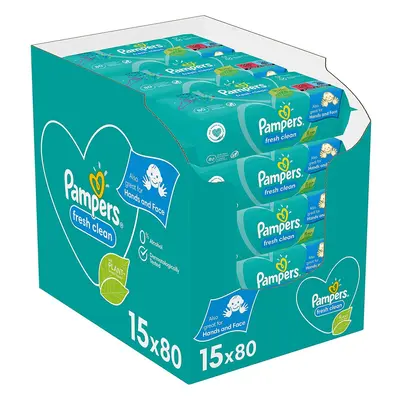 Pampers Baby Wipes Multipack, Fresh Clean, Wet Wipes (15 x 80)