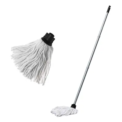 Cotton Mop Made from Recycled Cotton with Piece Handle and Extra replacement Mop Head, Metallic 