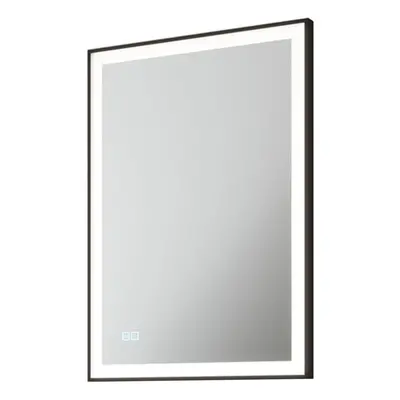 500 x 700mm IP44 MATT BLACK LED Bathroom Mirror & Demister Tunable White Border