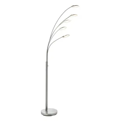 5 Light Floor Lamp Satin Nickel 1.8m Tall Standing Curved Multi Arm Living Room