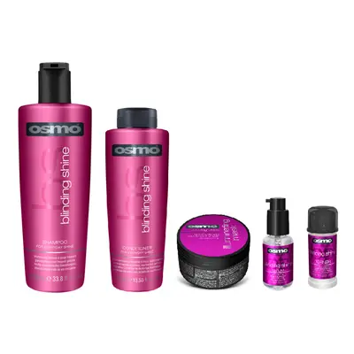 Osmo Blinding Shine Shampoo 1000ml, Conditioner 400ml, Serum 50ml, Definer 40ml and Mask 300ml