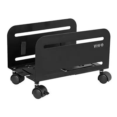 VIVO Computer Tower Desktop ATX-Case, CPU Steel Rolling Stand, Adjustable Mobile Cart Holder wit