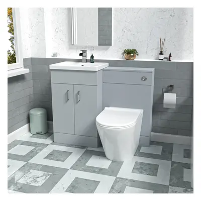 Nes Home Matte Grey 1000mm Vanity Basin WC Vanity Unit & BTW Toilet Flat Pack