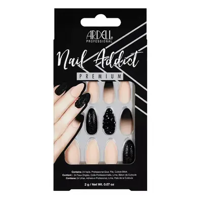 Ardell Nail Addict Black Stud y Pink Ombre False Nails