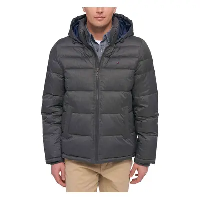 Tommy Hilfiger Mens Hooded Puffer Jacket Heather charcoal XX-Large