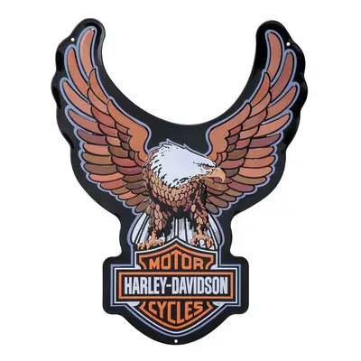 Harley-Davidson Embossed Tin Sign Bar & Shield Eagle Shaped 15.5 x inches