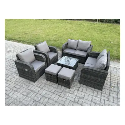 Fimous Garden Furniture Set Rattan Outdoor Lounge Sofa Chair With Tempered Glass Table Small Foo