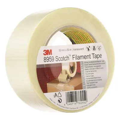 Scotch DE272958237 Bi-Directional Filament Tape Heavy Duty Tape, mm x m, Translucent