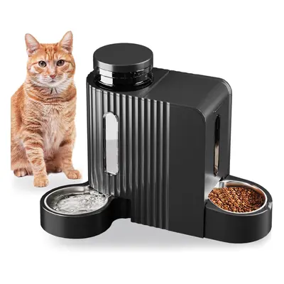 (3L*2, Black) in Automatic Cat Feeder and Water Dispenser 3L*2, Cat bowls with Stainless Steel B