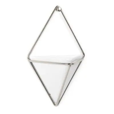 Umbra Trigg Hanging Planter Vase & Geometric Wall Decor Container&, Small - White & Nickel