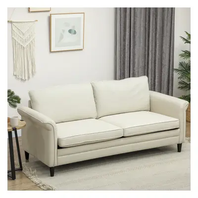 HOMCOM Modern Seater Sofa for Living Room, Fabric Couch Settee, Cream