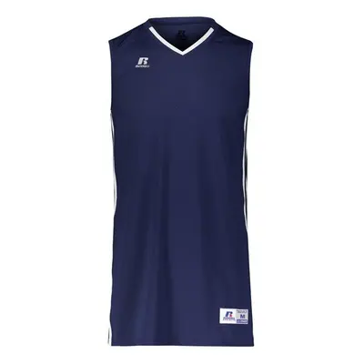 Russell 4B1VTM.NWH.XL Adult Legacy Basketball Jersey, Navy & White - Extra Large