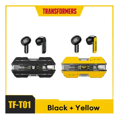 (Black Yellow) TF-T01 TWS Earphones Bluetooth 5.3 Wireless Earphone Low Latency HIFI