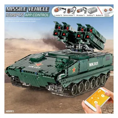 (green) Mould King Moc Main Red Flag Hj-10 Battle Anti Missile Tank Model Building Blocks Bricks