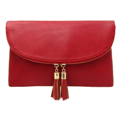 Solene Women's Envelop Clutch Crossbody Bag With Tassels Accent (WU075