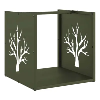 vidaXL Firewood Rack Olive Green 40x40x40 cm Cold-rolled steel